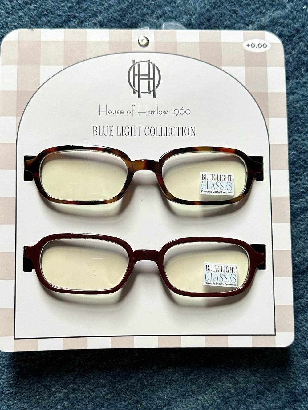House of Harlow 1960 Blue Light Glasses - Tortoiseshell & Burgundy
